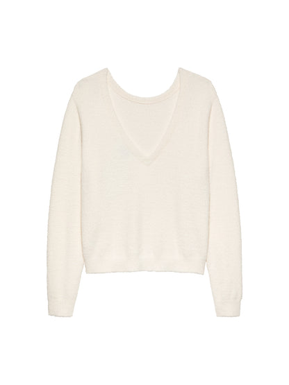 Soft knit with Vneck Egret