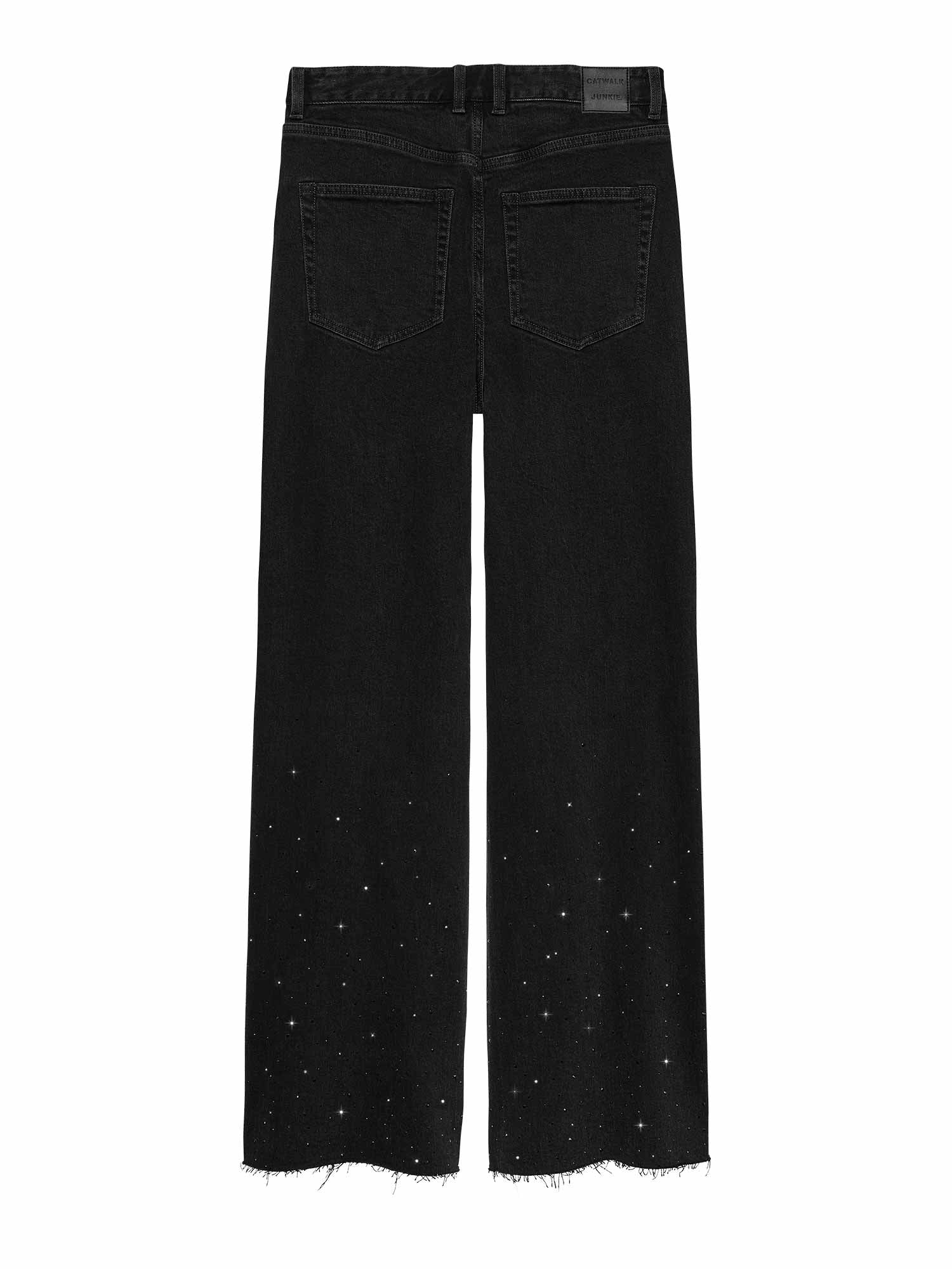 Loose fit jeans with metallic strass Washed Black