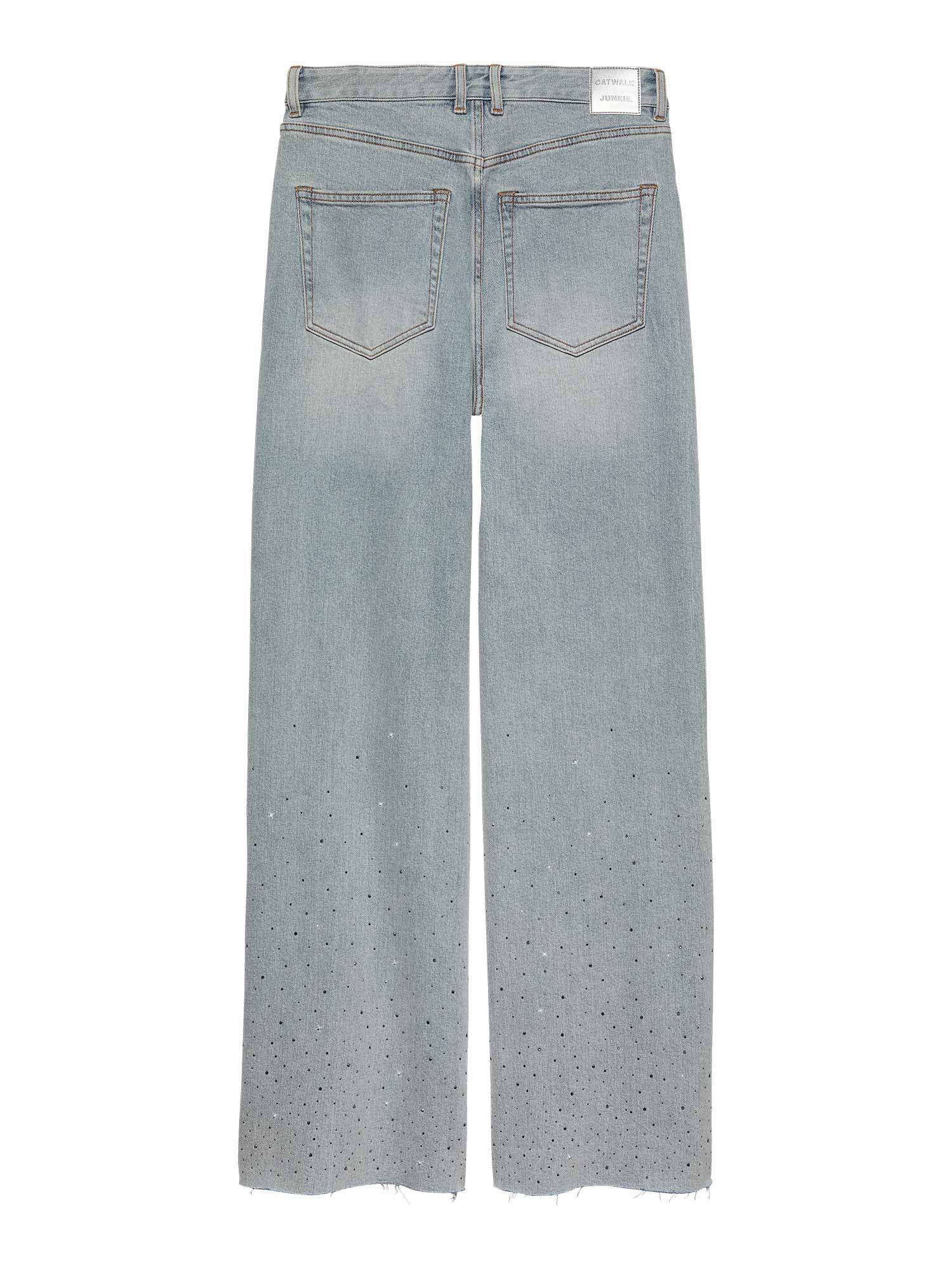 Loose fit jeans with metallic strass Blue