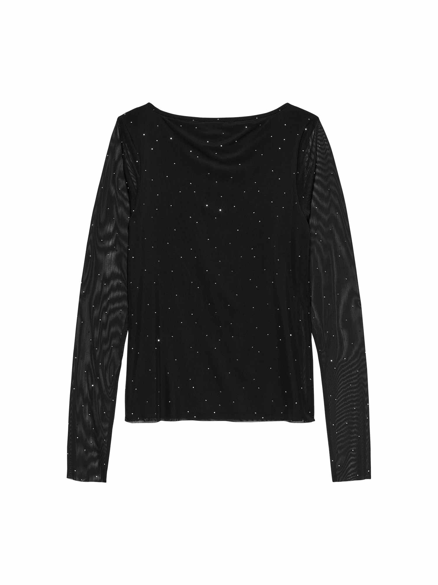 Mesh strass long sleeve Black