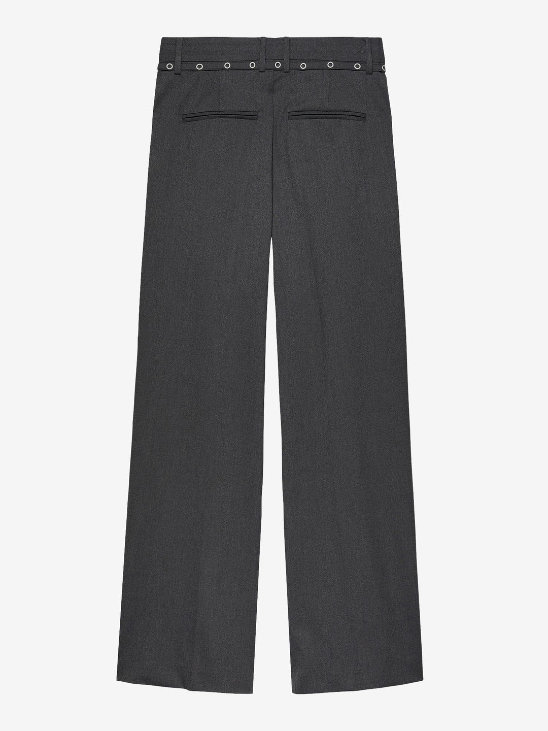 Belted Straight Leg Tailored Pants Dark Grey Melange