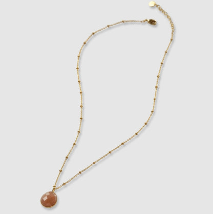 Adoration Peach Moonstone Necklace GP