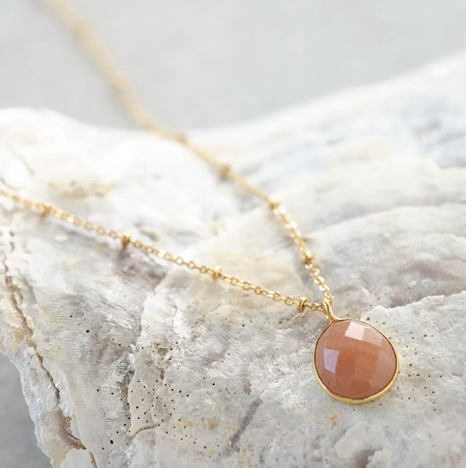 Adoration Peach Moonstone Necklace GP