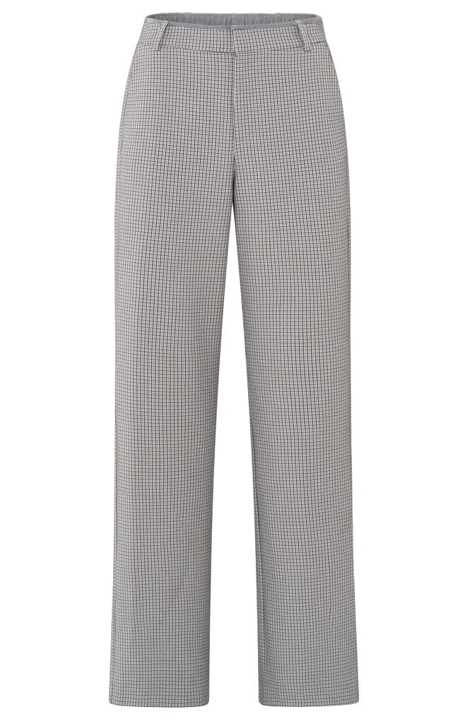 Gewebte Hose mit Karomuster und weitem Bein Feather Grey Dessin